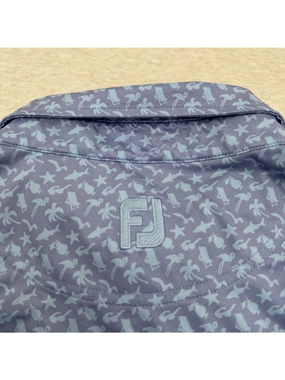 FootJoy FJ Golf Polo Shirt Men’s Size L Blue Performance Graphic Short Sleeve - Picture 5 of 10